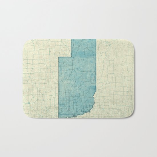 Nebraska State Map Blue Vintage Bath Mat