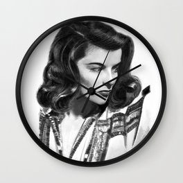 Katharine Hepburn Portrait Wall Clock | Painting, Illustration, Hollywood, Digital, Katharinehepburn, Star 