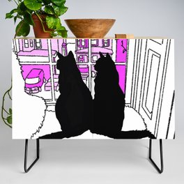 Window Cats Silhouette Hot Pink Credenza