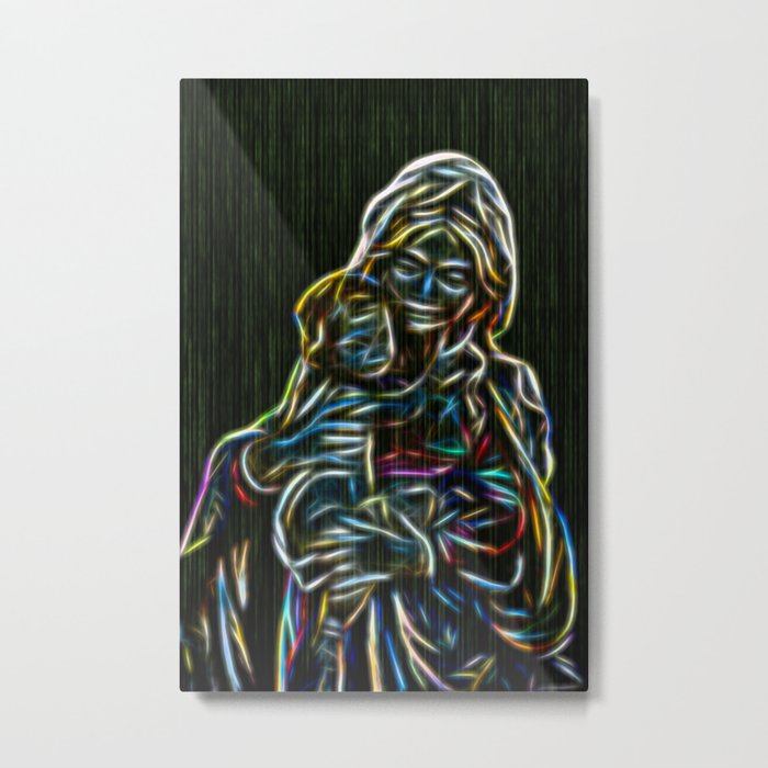 Mother and child neon glow - by Brian Vegas Metal Print