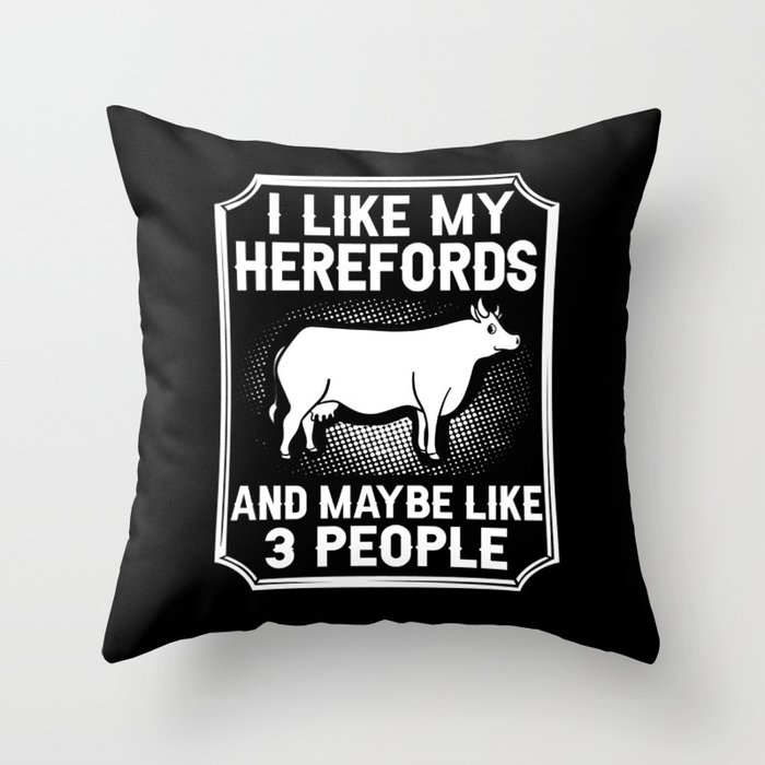 Hereford Cow Cattle Bull Beef Farm Throw Pillow