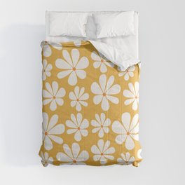 Retro Daisy Pattern - Golden Yellow Bold Floral Comforter