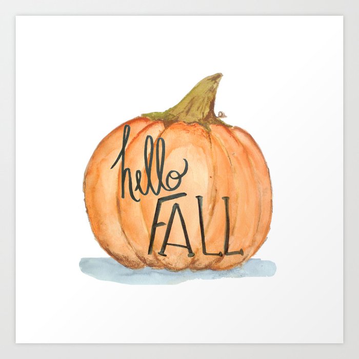 Hello fall pumpkin Art Print by Jennifer Rizzo Design Company | Society6