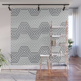 Gray Lines Hexagon Wall Mural