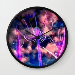 Foral Cloud Drama Wall Clock | Poetry, Digital, Clouds, Sky, Violet, Nature, Photo, Flora, Cloudy, Florals 