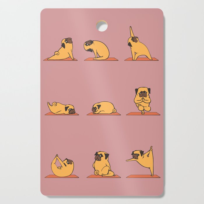 Pug Yoga In Pink Cutting Board