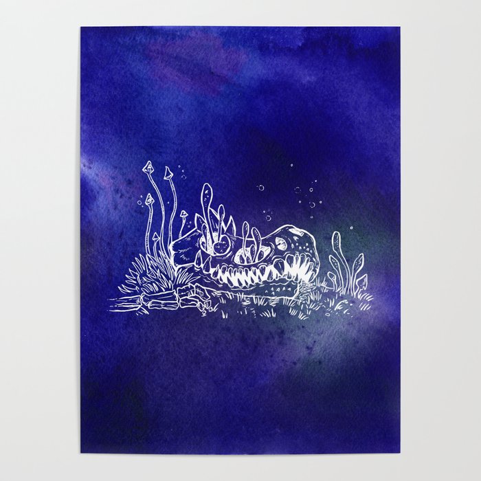 Dino skull – Blue Poster