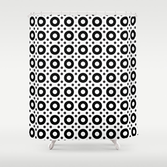 Dots & Circles - Black & White Repeat Modern Pattern Shower Curtain