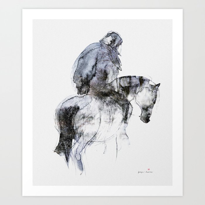 Horse (Winter Rider) Art Print