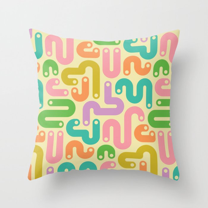 JELLY BEANS POSTMODERN 1980S ABSTRACT GEOMETRIC in BRIGHT SUMMER COLORS ON CREAM Throw Pillow