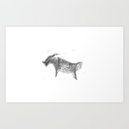 Wildebeest Minimalist Gesture in Charcoal Art Print