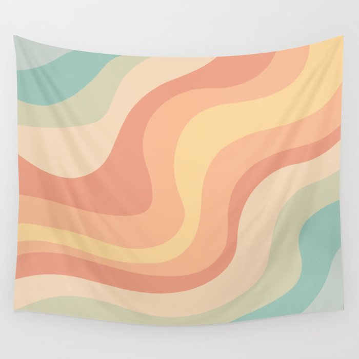 Vintage groovy waves Wall Tapestry