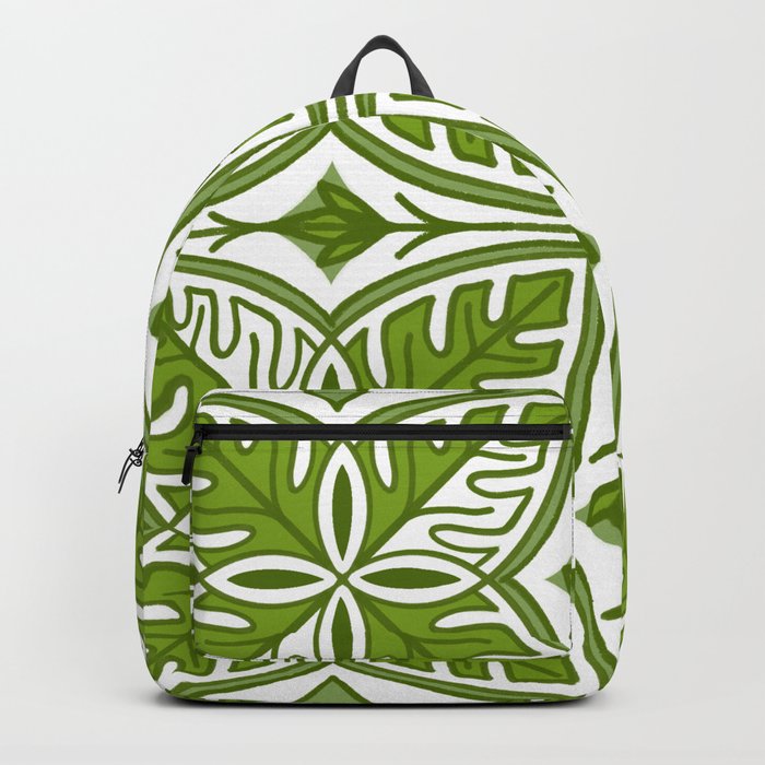 Modern Tropical Green and White Leaves  Backpack