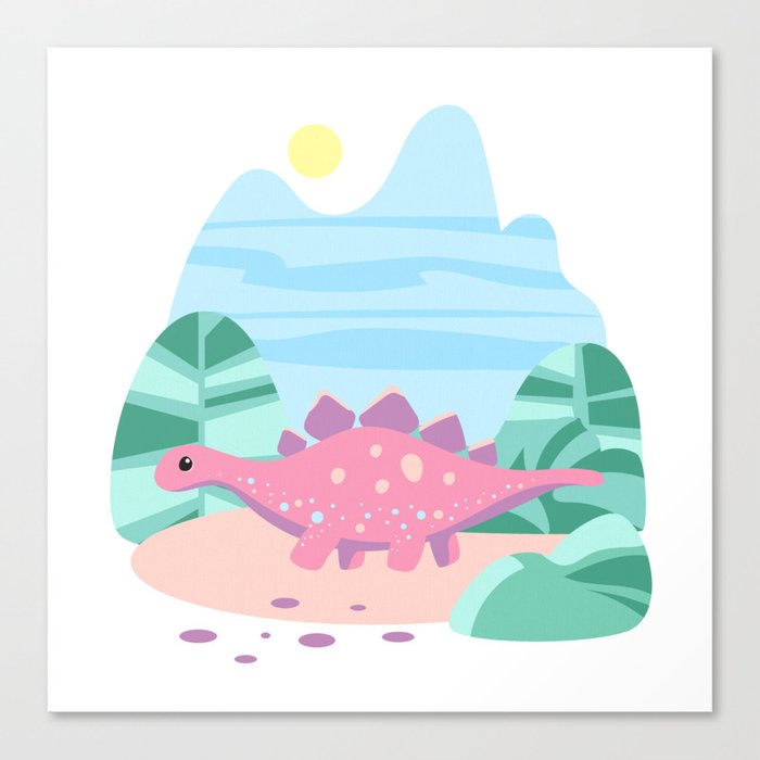 Dinosaur Pink, Dino, Stegosaurus Canvas Print