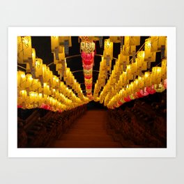 Korean Lantern Festival Art Print | Color, Asian, Festival, Dark, Night, Yellow, Architecture, Buddhist, Steps, Korean 