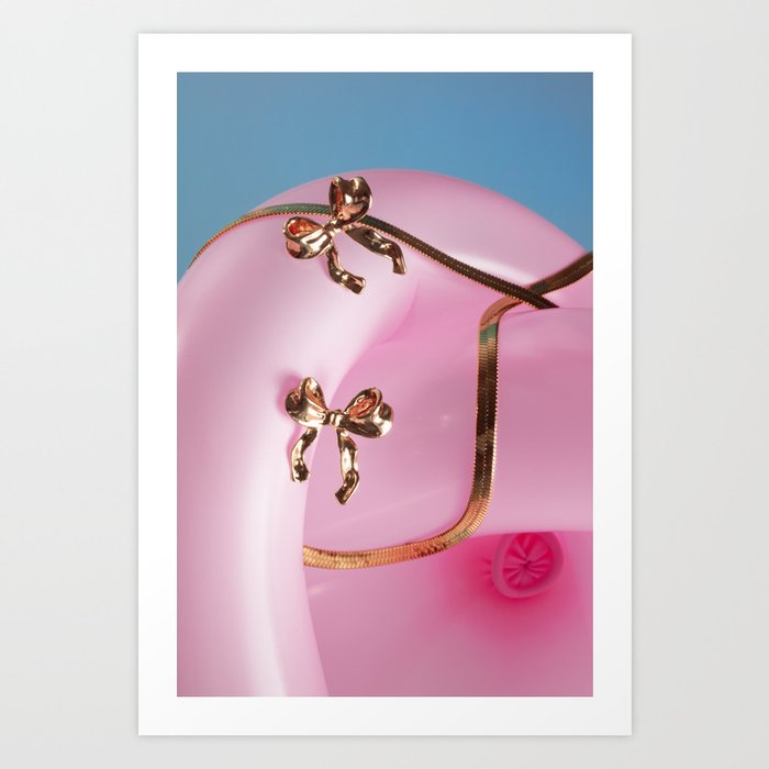 Jewelry on pink balloon Art Print