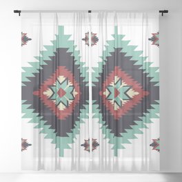 Southwest Santa Fe Geometric Tribal Indian Pattern Sheer Curtain