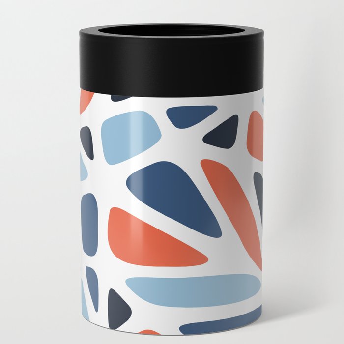 Abstract Modern Cell Pattern - Blue and Red Can Cooler