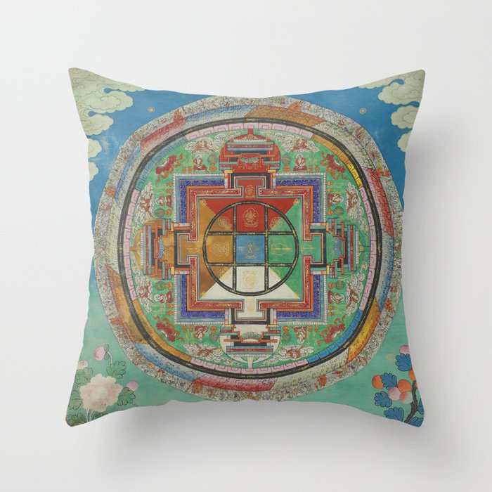 Tibetan Mandala Throw Pillow