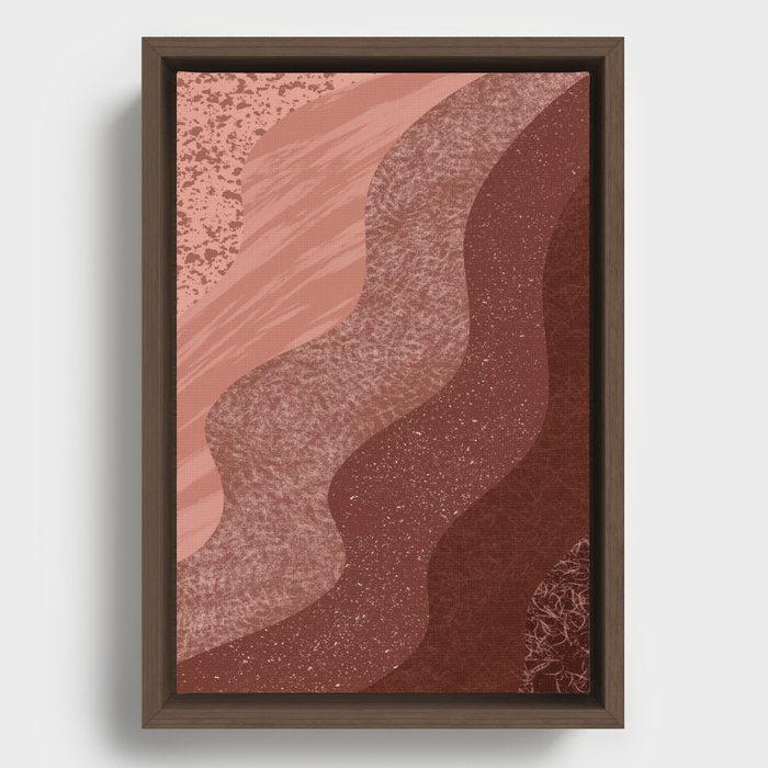 Abstract Autumn Wave Pattern Framed Canvas