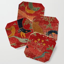 Animal Grotesques Mughal Carpet Fragment Digital Painting Coaster