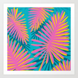 Mid Mod Pink Palm Trees Art Print