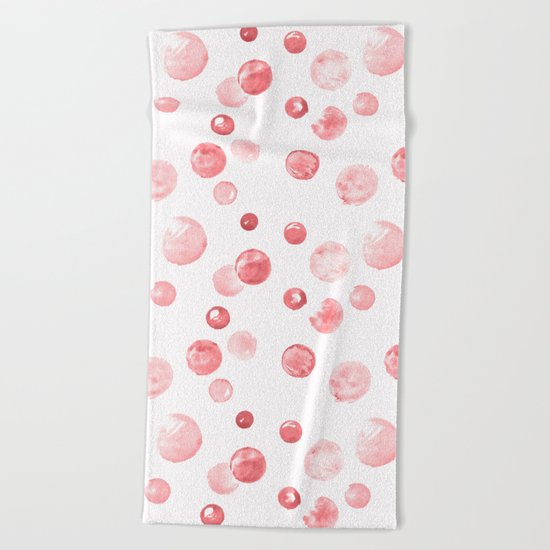 Wewak Pink Watercolors Polka Dots Beach Towel