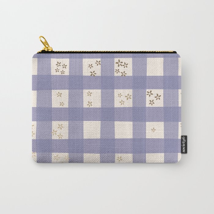 Very Peri Floral Gingham Pattern Carry-All Pouch