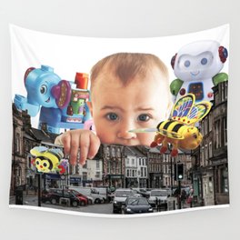 Baby Invansion (Surrealism) Wall Tapestry