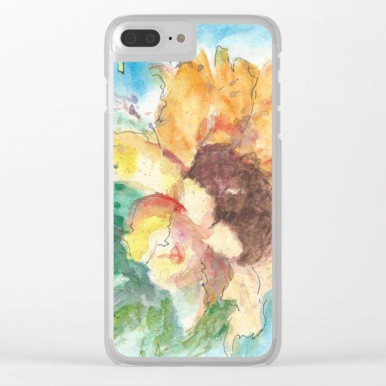 Happy Sunflower Clear iPhone Case