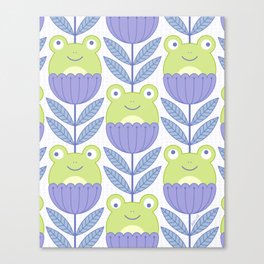 Cute Frogs Lilac Canvas Print