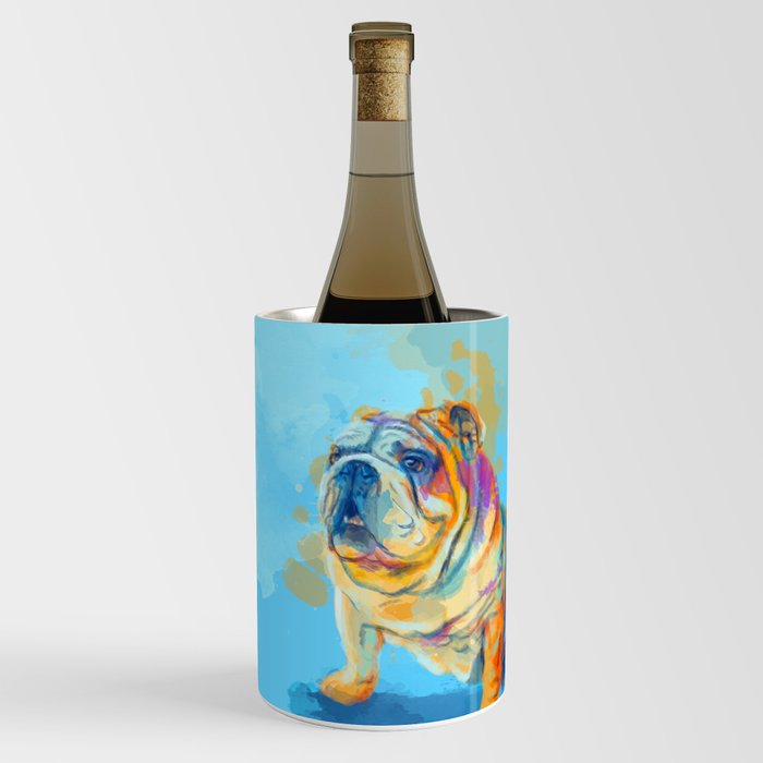 English Bulldog Digital Art Wine Chiller