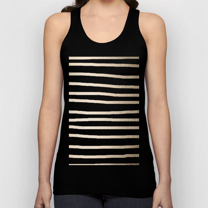 Simply Drawn Stripes in White Gold Sands Tank Top