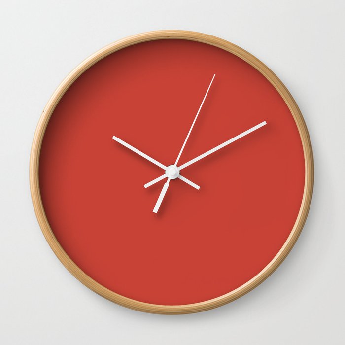 Poinciana red solid color modern abstract pattern  Wall Clock