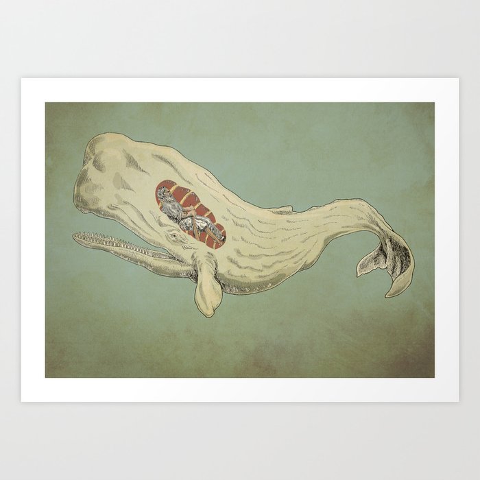 Rowing the whale Art Print