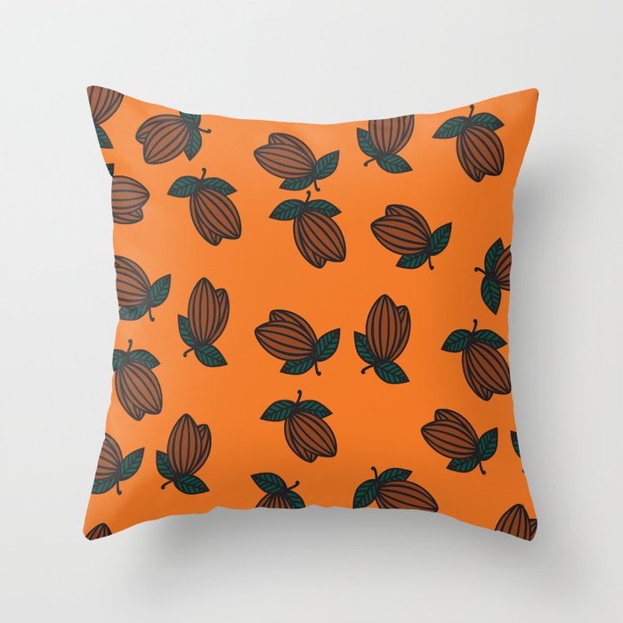 cacao fruit chocolate pattern cocoa  Throw Pillow