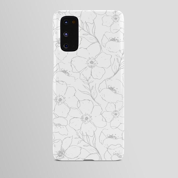 Floral Simplicity - Minimal Line Art - Gray Android Case