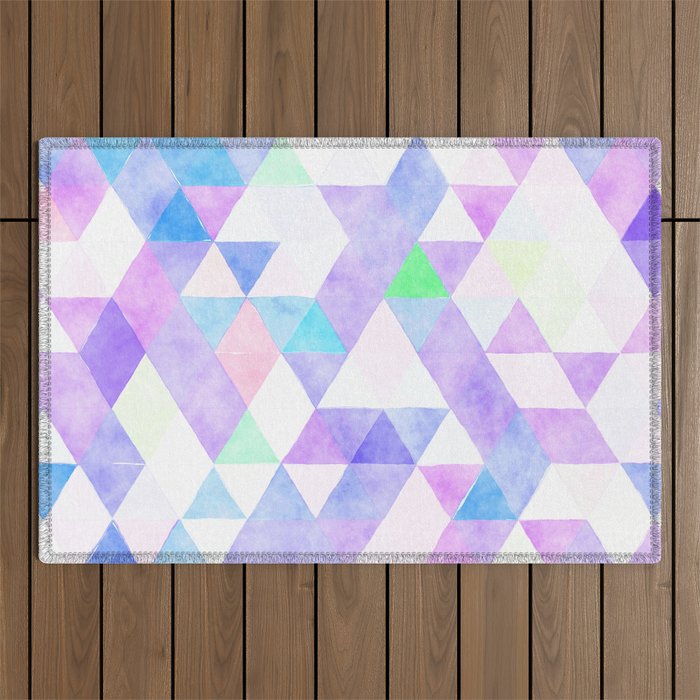 Modern abstract pastel pink lavender watercolor geometric Outdoor Rug