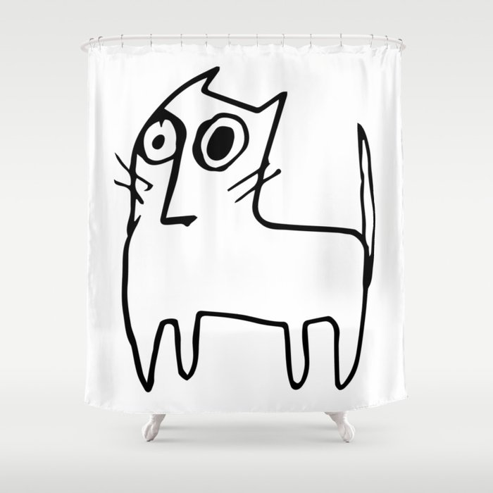 A mangy, miffed and slightly damaged cat Shower Curtain