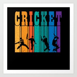 Retro Vintage Colors Cricket Players Art Print | Cricket Fans, Loves Cricket, Boys Cricket, Cricket Player, Cricket Son, Cricket Coach, Play Hard Cricket, Chricket Gifts, Graphicdesign, Cricket 