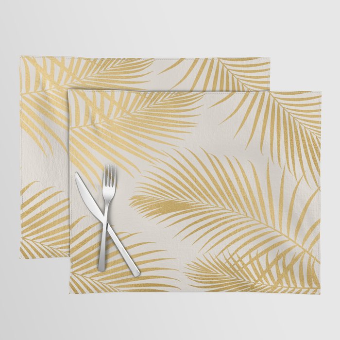 Metallic Gold Tropical Palm Fronds Placemat