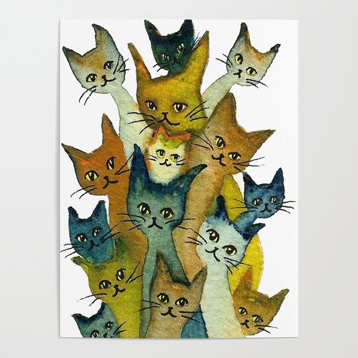 Kalamazoo Whimsical Cats Poster