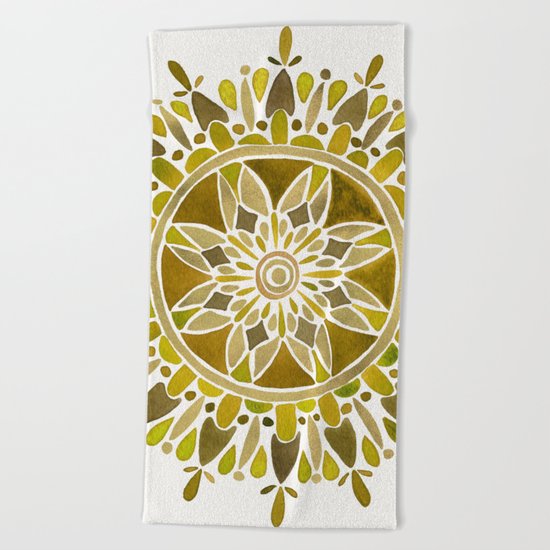 Gold Mandala Beach Towel