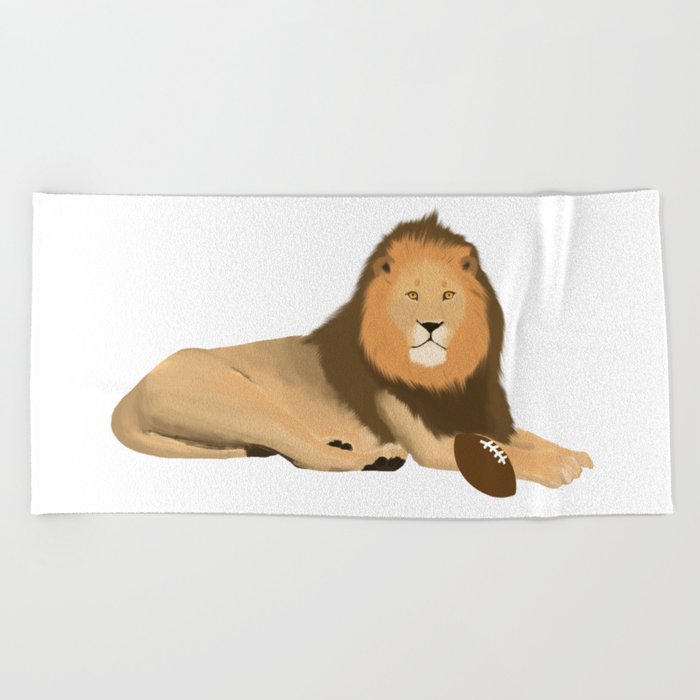 Lion Football Beach Towel