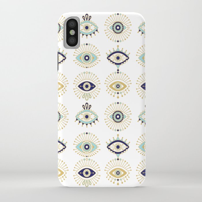 evil eye collection on white iphone case