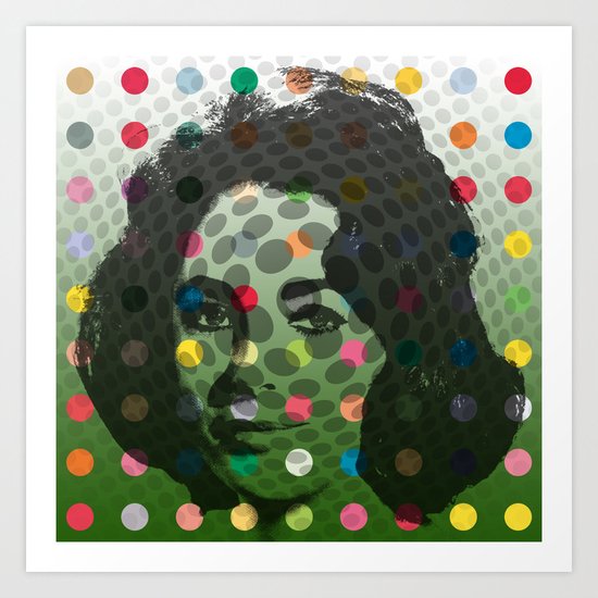 Op Art Liz Taylor With Multi-coloured Dots Art Print