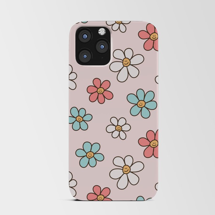 Happy Daisy Pattern, Cute and Fun Smiling Colorful Daisies iPhone Card Case