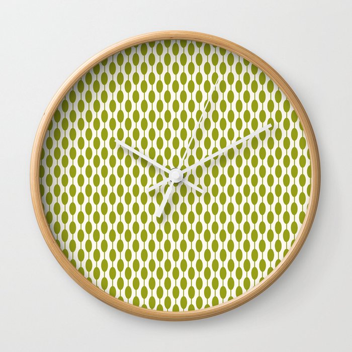 Green retro shapes mid century modern Wall Clock