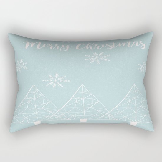Merry Christmas Mint Rectangular Pillow