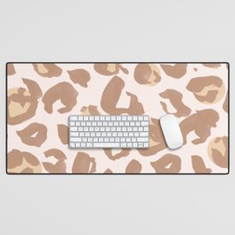 Nude Leopard Print Desk Mat